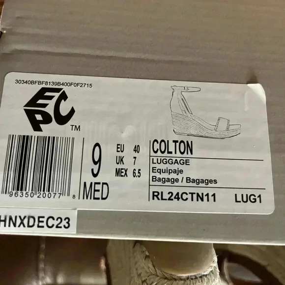 NIB Kenneth Cole Reaction Colton Espadrille Wedge Sandals Luggage Brown 9 - Picture 8 of 8